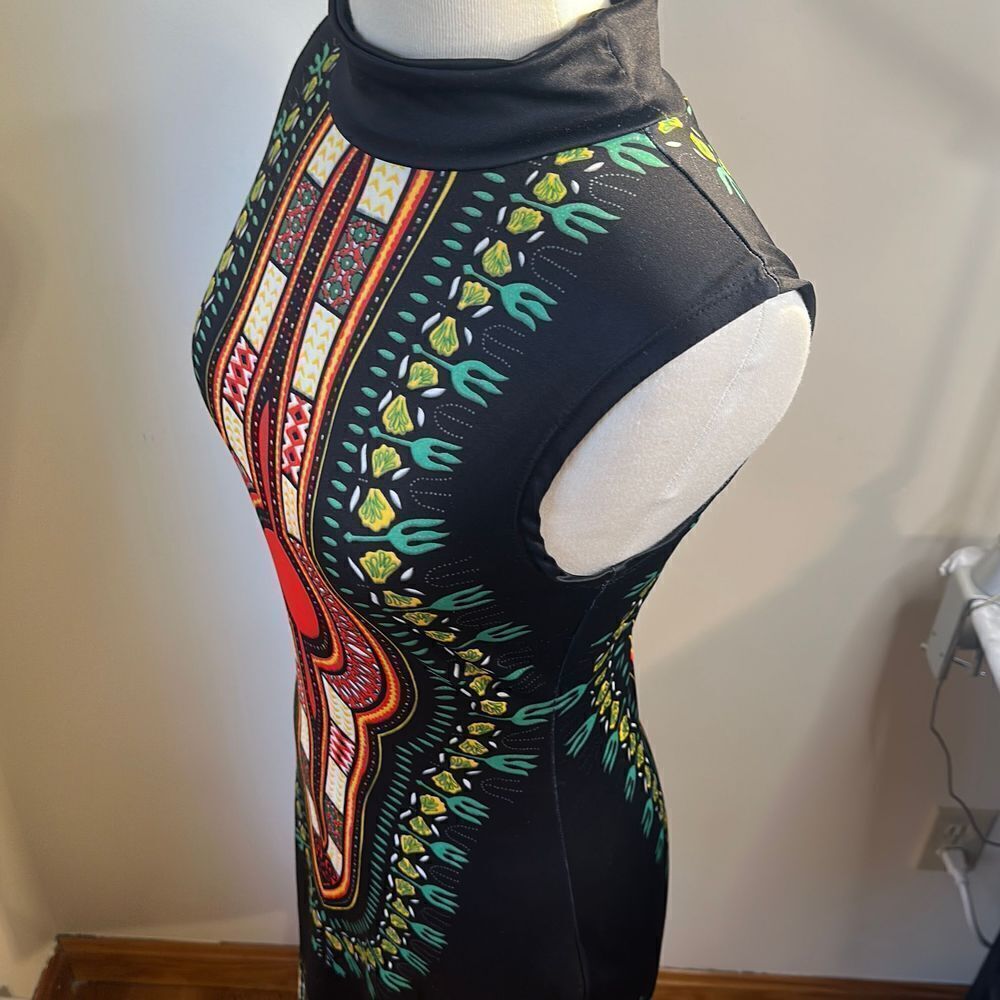 Fun bodycon colorful dress mock collar fits like a medium - Picture 10 of 11